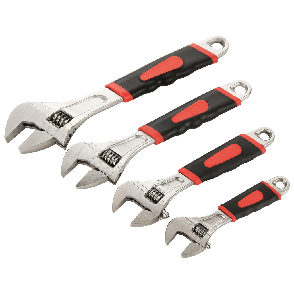 COLORICH 4 Pieces Adjustable Wrench 4 Sizes English Tool Adjustable Wrench Includes 150,200,250,300mm Multifunctional Carbon Steel Gear Lever Moving Wrench