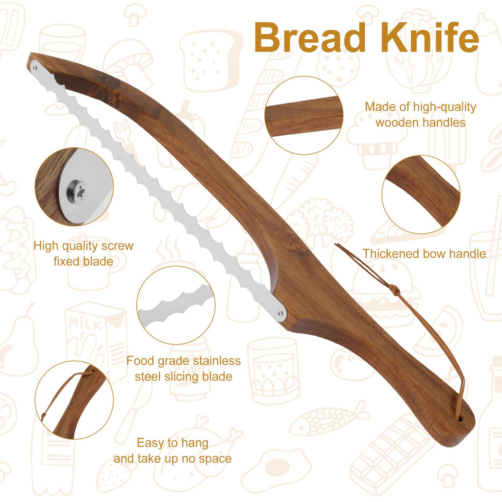 COLORICH Brotsäge Holzgriff aus Edelstahl 40CM Long Sauerteig Messer mit Wellenschliff 27CM Aufbewahrungsbeutel Backen Bäckerei für Toast Käse Obst Kuchenboden