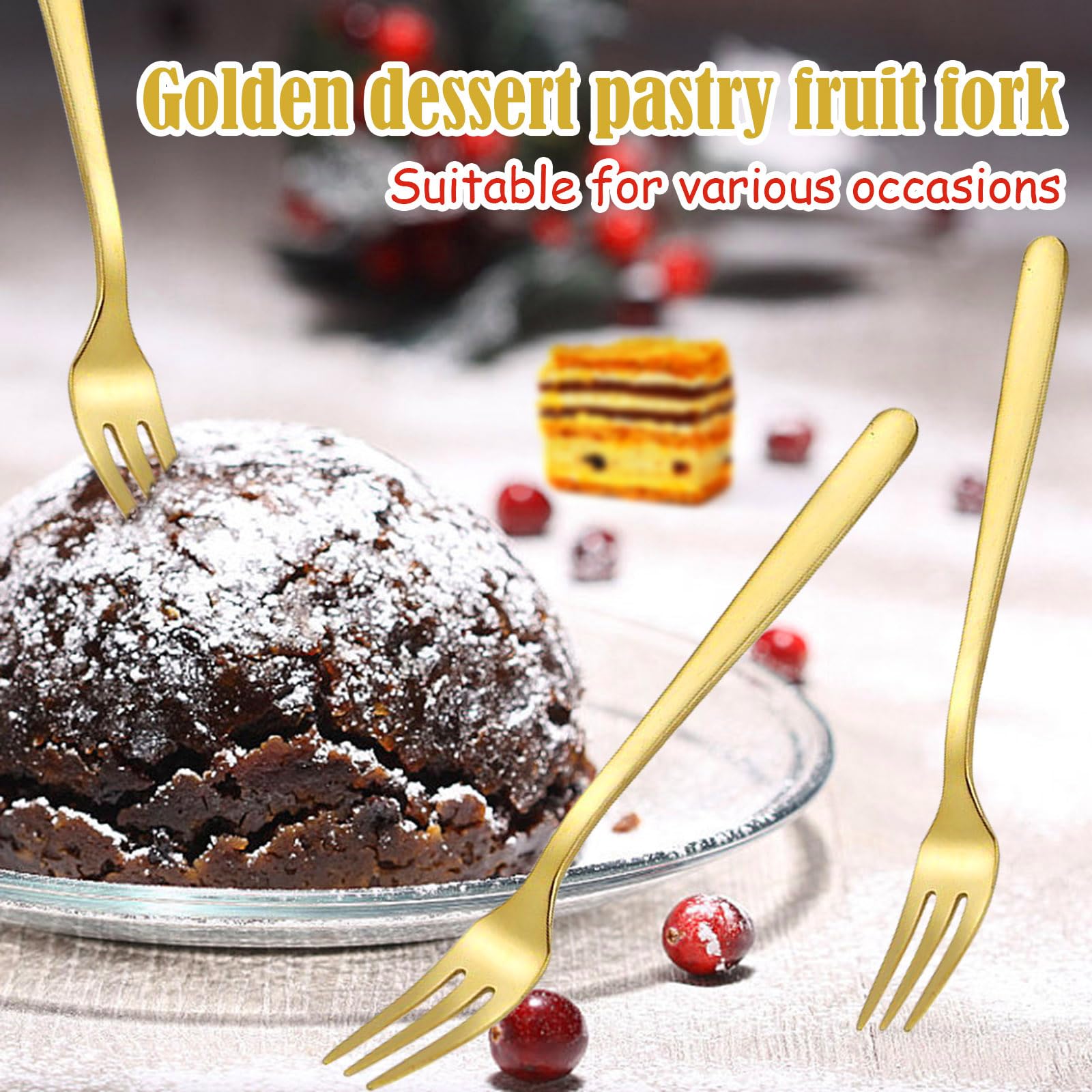 Cake Forks Fruit Forks Cutlery Fork Cake Fork Small Dessert Forks Forks Table Forks Stainless Steel Fork Set of 6 Golden