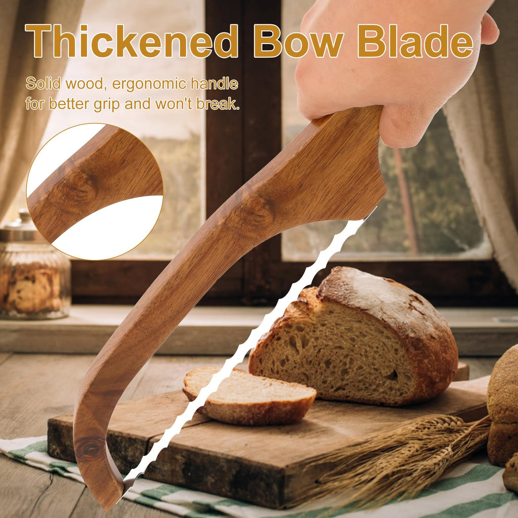 COLORICH Brotsäge Holzgriff aus Edelstahl 40CM Long Sauerteig Messer mit Wellenschliff 27CM Aufbewahrungsbeutel Backen Bäckerei für Toast Käse Obst Kuchenboden