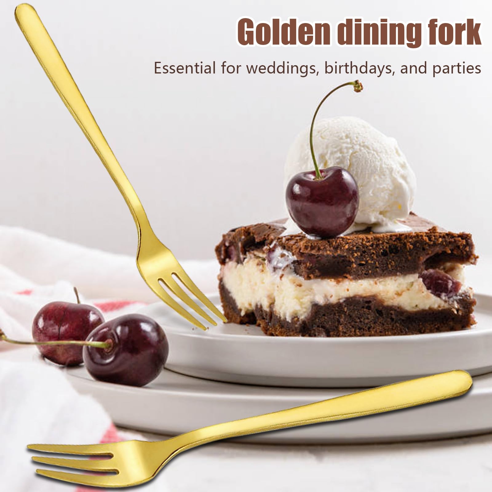Cake Forks Fruit Forks Cutlery Fork Cake Fork Small Dessert Forks Forks Table Forks Stainless Steel Fork Set of 6 Golden