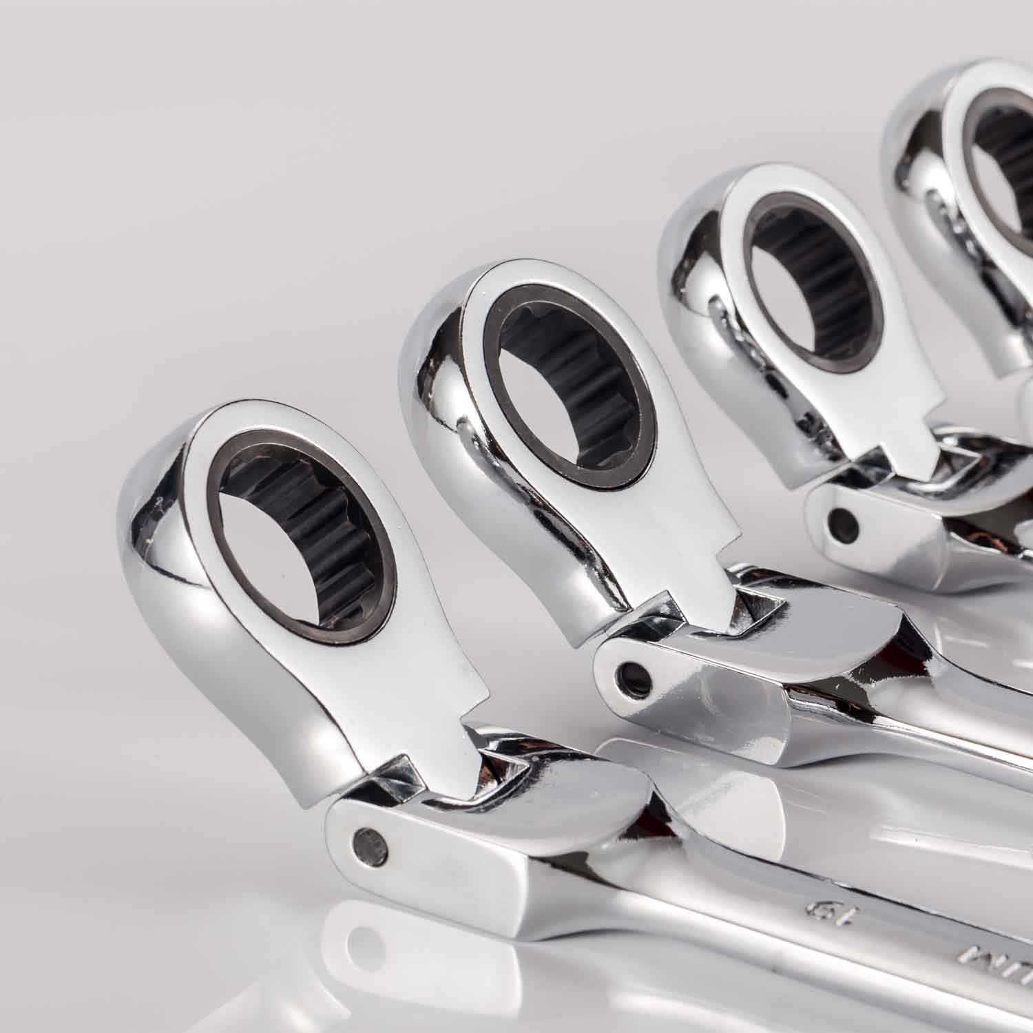 COLORICH Ratschenschlüssel-Set, 12-teilig, metrisch, flexibel, Ringmaulschlüssel mit Zahnring, offenes Ende, flexibler Kopf, Handwerkzeug Satz in Rolltasche, 8–19 mm