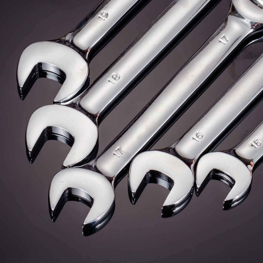 COLORICH Ratschenschlüssel-Set, 12-teilig, metrisch, flexibel, Ringmaulschlüssel mit Zahnring, offenes Ende, flexibler Kopf, Handwerkzeug Satz in Rolltasche, 8–19 mm