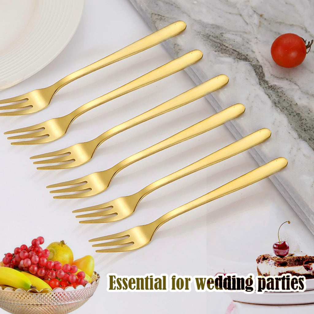Cake Forks Fruit Forks Cutlery Fork Cake Fork Small Dessert Forks Forks Table Forks Stainless Steel Fork Set of 6 Golden