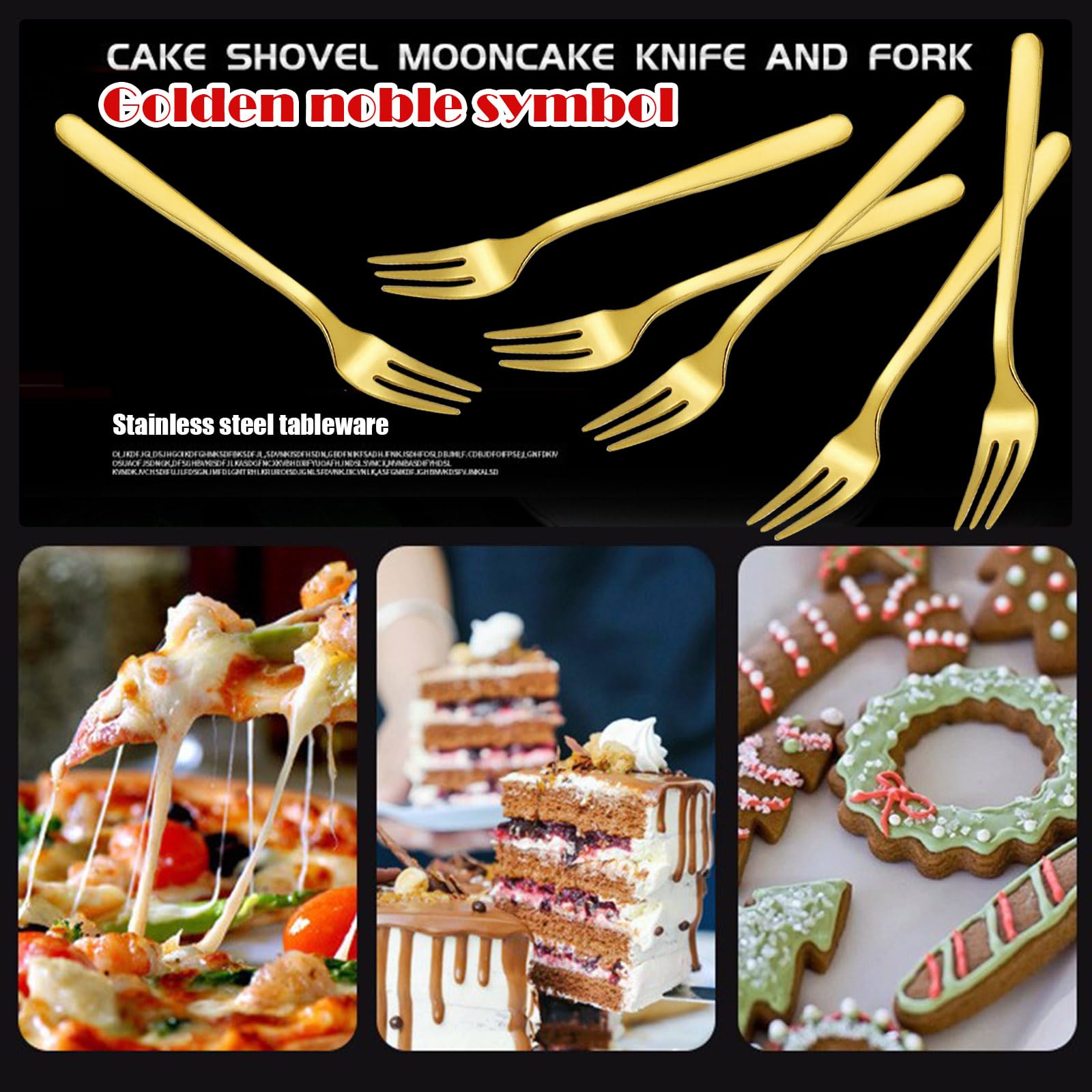 Cake Forks Fruit Forks Cutlery Fork Cake Fork Small Dessert Forks Forks Table Forks Stainless Steel Fork Set of 6 Golden