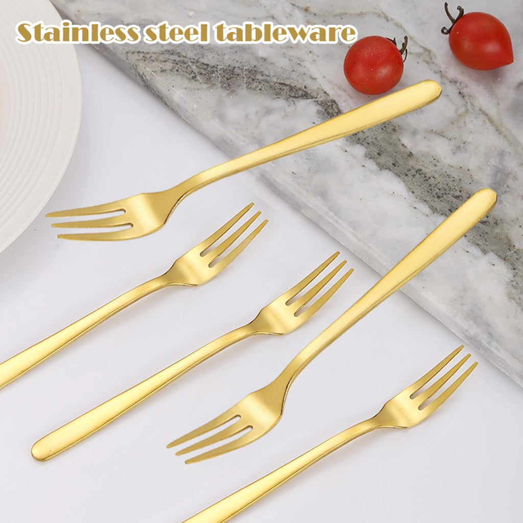 Cake Forks Fruit Forks Cutlery Fork Cake Fork Small Dessert Forks Forks Table Forks Stainless Steel Fork Set of 6 Golden